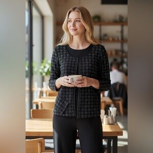 Joseph Ribkoff pants blazer rhinestones set suit size 4